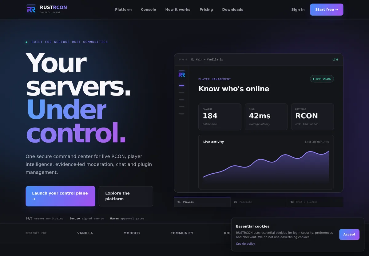 Website preview of RUSTRCON